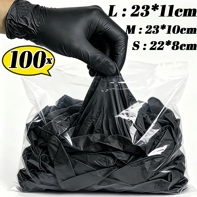 Kitchen Gadgets Novelty - 2/100PCS Disposable Black Gloves High Elasticity