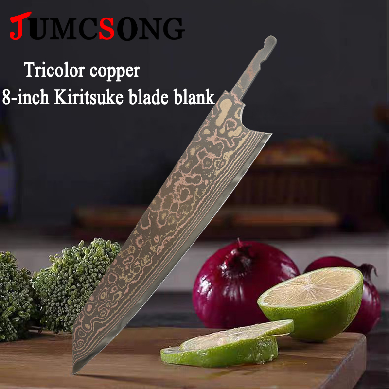 Kitchen Gadgets Wholesale - JUMCSONG Tricolor Copper Kiritsuke Blade Blank