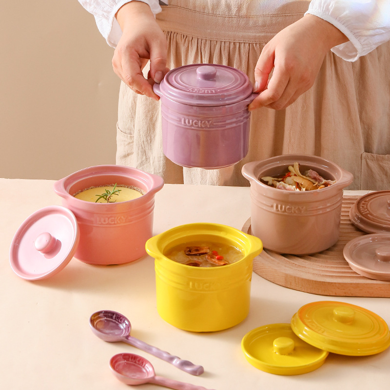 Kitchen Gadgets For Arthritic Hands - Double Lid Ceramic Bowl,Bird's Nest Steamed
