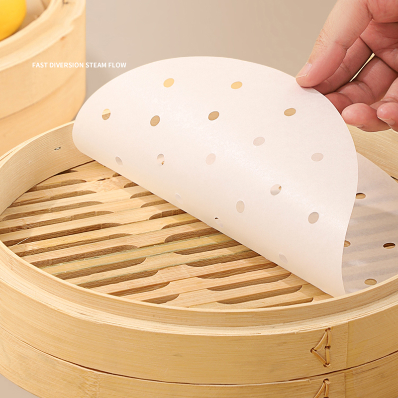 Kitchen Gadgets Air Fryer - 50pcs Bamboo Steamer Papers Disposable Non-Stick