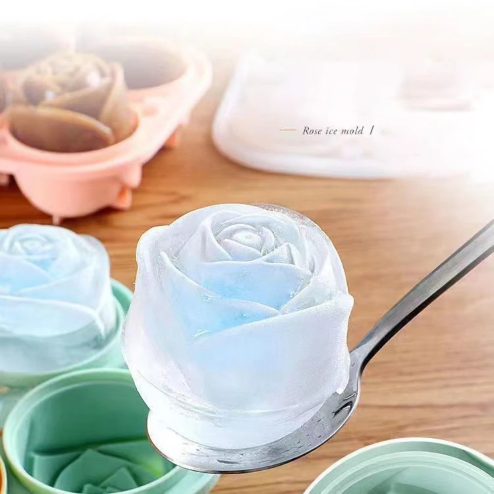 Kitchen Gadgets Wholesale - 3d rose silicone ice molds 4-hole