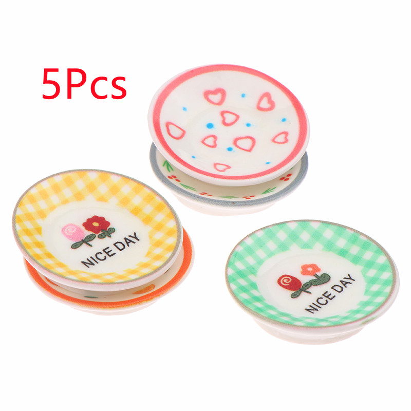 5Pcs 1/12 Dollhouse Mini Plate - Kitchen Gadgets Wholesale 评论和价格