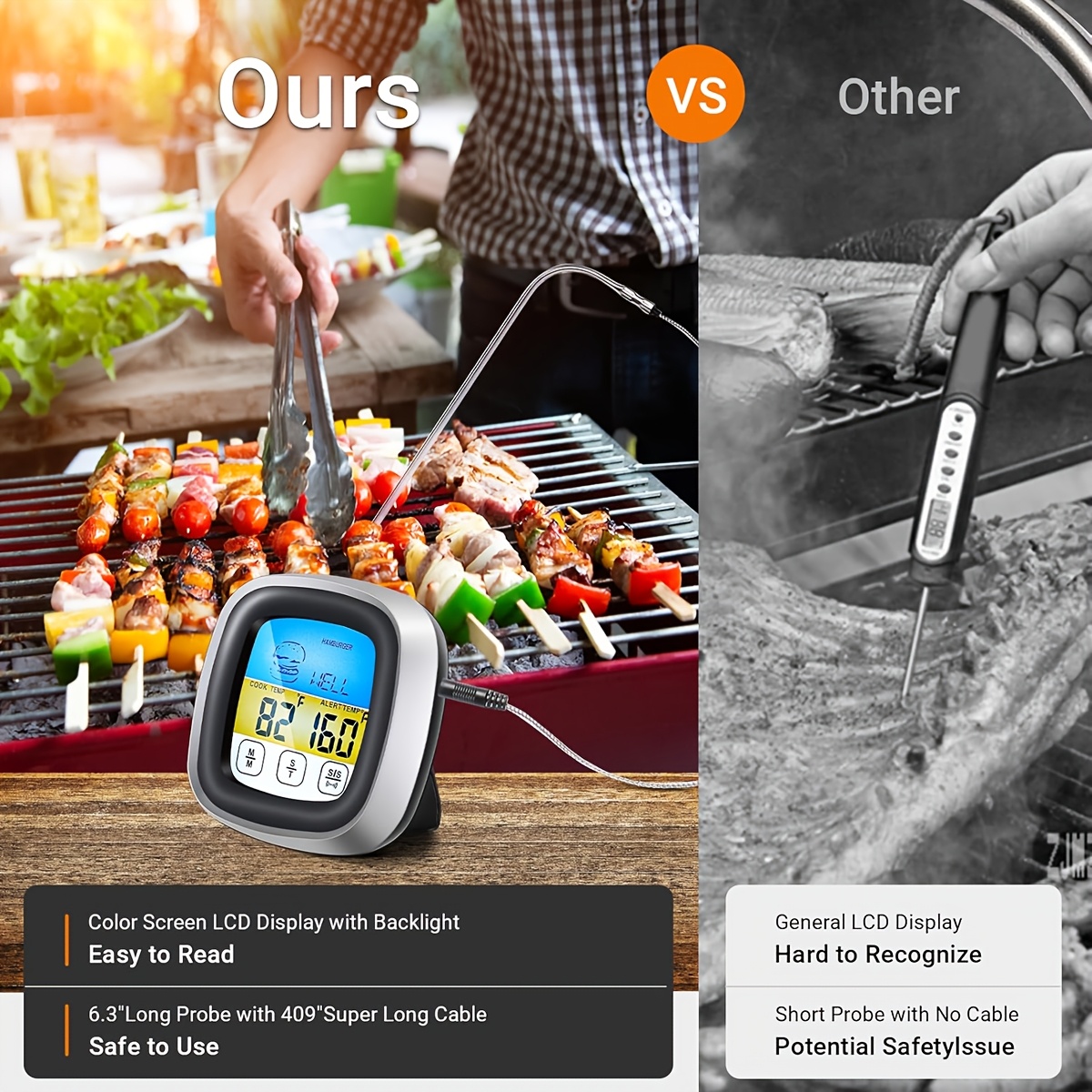 Digital Meat Thermometer BBQ T - Instant Read Thermometer 评论和价格